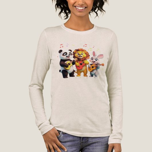 🎵 Cartoon Animal Music Party – Fun & Cute Musical トライブレンドＴシャツ (正面)