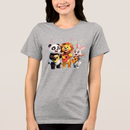 🎵 Cartoon Animal Music Party – Fun & Cute Musical トライブレンドＴシャツ (正面)