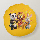 🎵 Cartoon Animal Music Party – Fun & Cute Musical ラウンドクッション (裏面)