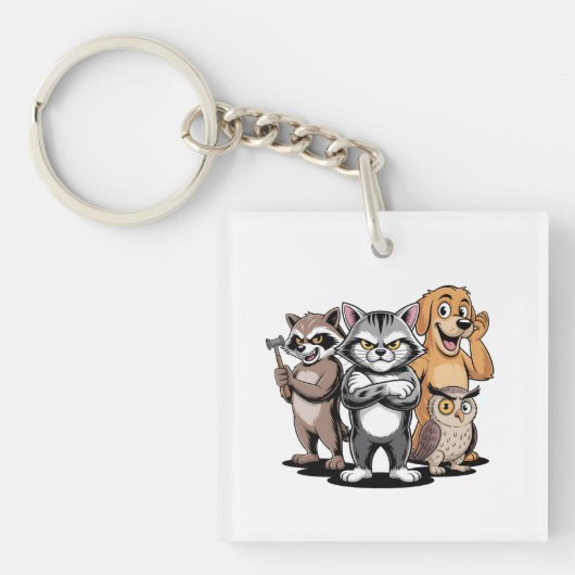 Cartoon Animal Team Character Illustration キーホルダー (正面)