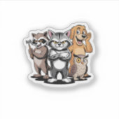 Cartoon Animal Team Character Illustration シール (正面)