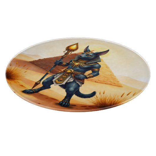 Cartoon Anubis – エジプトの死後の神 カッティングボード (角)