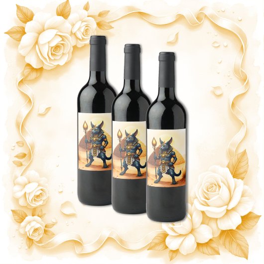 Cartoon Anubis – エジプトの死後の神 ワインラベル