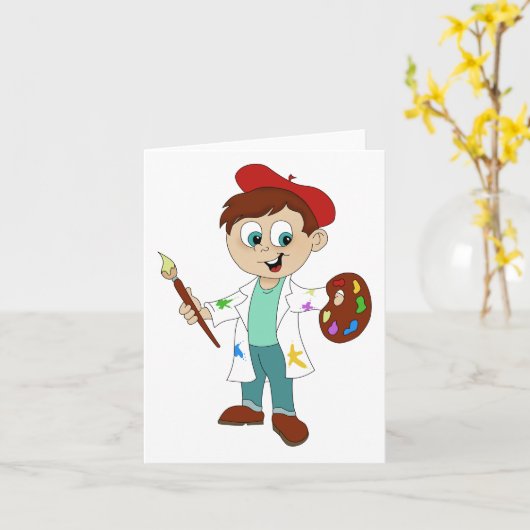 Cartoon Artist Painter Generic Any Use カード (黄色い花)