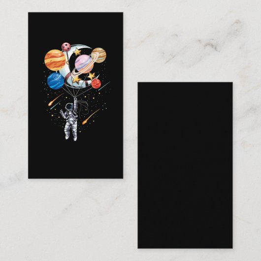 Cartoon Astronaut Space Balloon Planets 名刺 (正面/裏面)