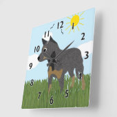 Cartoon Australian Catclo Dog Clock スクエア壁時計 (傾斜)