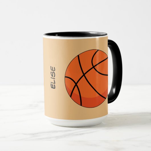 Cartoon Basketball Ball | Add Name マグカップ (正面右)
