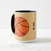 Cartoon Basketball Ball | Add Name マグカップ (正面左)