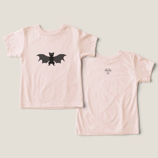 Cartoon Bat Peach Toddler Shirt (デザイン正面&裏面)