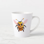 Cartoon Bee With Scowl カフェラテマグ (右)