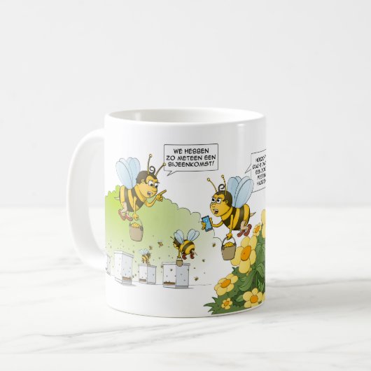 Cartoon; bijeenkomst en zoom meeting.  コーヒーマグカップ (正面左)