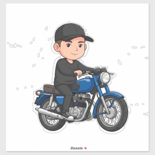 🎁 Cartoon Biker Motorcycle Ride Fun Gift Design シール (シート)