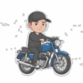 🎁 Cartoon Biker Motorcycle Ride Fun Gift Design シール (正面)