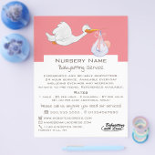 Cartoon Bird & Baby, Babysitter, Daycare, Nursery チラシ (シングル)