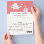 Cartoon Bird & Baby, Babysitter, Daycare, Nursery チラシ (手)