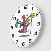 Cartoon Bird Migrating South Traveling ラージ壁時計 (傾斜)