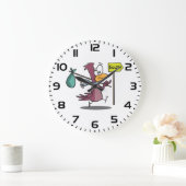 Cartoon Bird Migrating South Traveling ラージ壁時計 (ホーム)