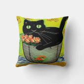 Cartoon Black Cat in Pot クッション (裏面)