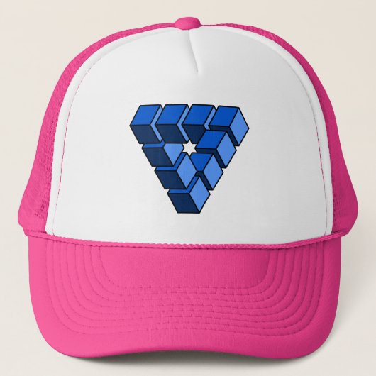 Cartoon Blue Black Toy Blocks Triangle Graphic Tru キャップ (正面)