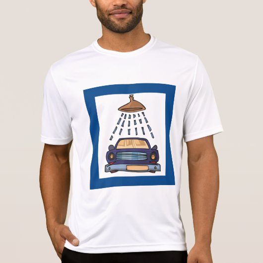 Cartoon Blue Car Wash Vintage Auto Detailing Tシャツ (正面)