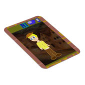 Cartoon Boy Looking at Spaceship  マグネット (右側)