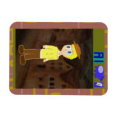 Cartoon Boy Looking at Spaceship  マグネット (横)