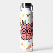 Cartoon Brain Back to School Kids Water Bottle ウォーターボトル (正面)