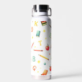 Cartoon Brain Back to School Kids Water Bottle ウォーターボトル (背面)