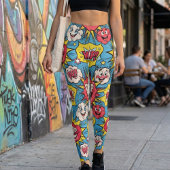 Cartoon Burst Fun Design - Comic Pop Art Explosion レギンス