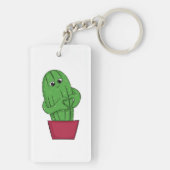 Cartoon Cactus making Heart Sign with Hands キーホルダー (裏面)