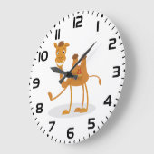 Cartoon Camel Smiling Desert Animal Character ラージ壁時計 (傾斜)