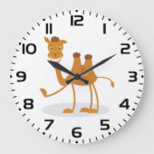 Cartoon Camel Smiling Desert Animal Character ラージ壁時計 (正面)