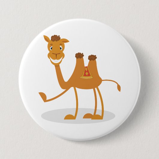 Cartoon Camel Smiling Desert Animal Character 缶バッジ (正面)