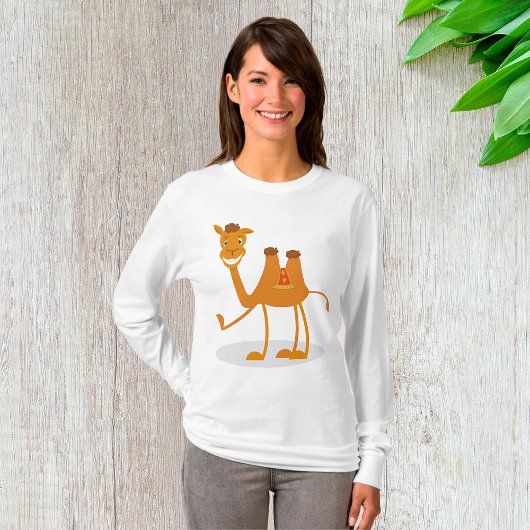 Cartoon Camel Smiling Desert Animal Character Tシャツ