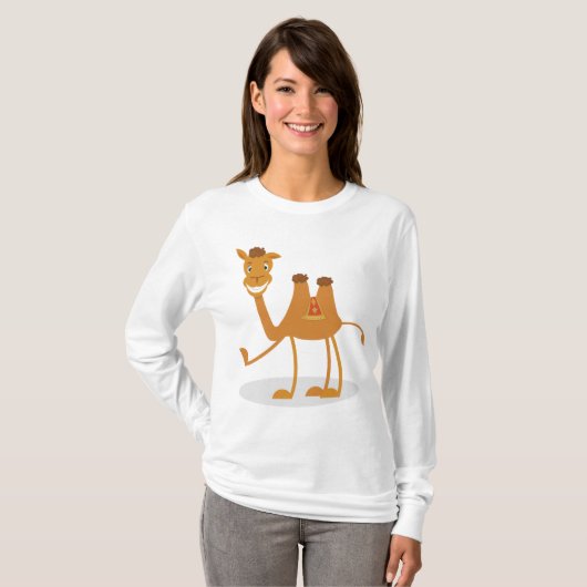 Cartoon Camel Smiling Desert Animal Character Tシャツ (正面フル)