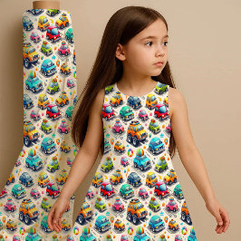 Cartoon Cars Colorful Kids Nursery Fabric Print ファブリック