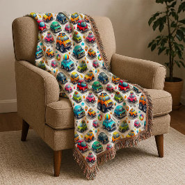 Cartoon Cars Colorful Kids Nursery Throw Blanket スローブランケット