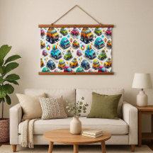 Cartoon Cars Colorful Kids Wood Frame Tapestry