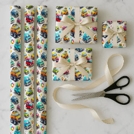Cartoon Cars Colorful Kids Wrapping Paper Bundle ラッピングペーパーシート