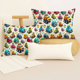 Cartoon Cars Colorful Nursery Kids Throw Pillow クッション