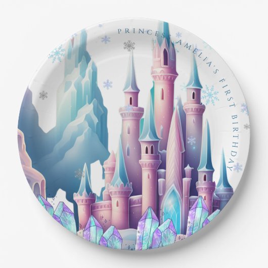  Cartoon Castle 1st Birthday Paper ペーパープレート (正面)
