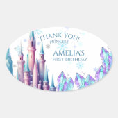  Cartoon Castle 1st Birthday Paper 楕円形シール (正面)