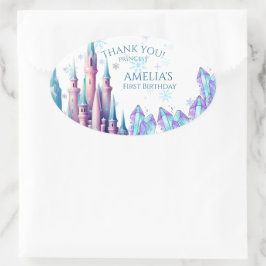  Cartoon Castle 1st Birthday Paper 楕円形シール