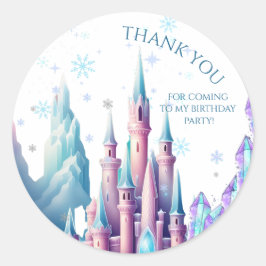  Cartoon Castle Frozen Kingdom 1st Birthday ラウンドシール