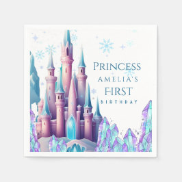  Cartoon Castle Frozen Kingdom 1st Birthday Paper スタンダードカクテルナプキン