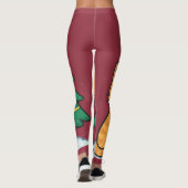 Cartoon Cat by Christmas Tree Snowy Sticker レギンス (裏面)