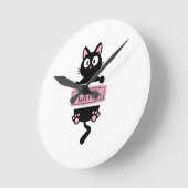 Cartoon cat design clock  ラウンド壁時計 (傾斜)