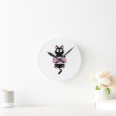Cartoon cat design clock  ラウンド壁時計 (ホーム)
