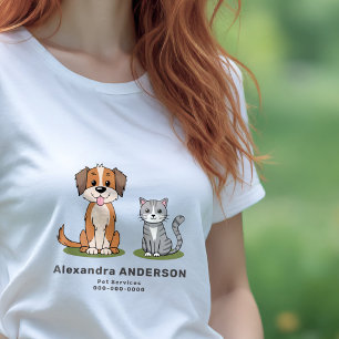 Cartoon Cat & Dog - Pet Services トライブレンドTシャツ