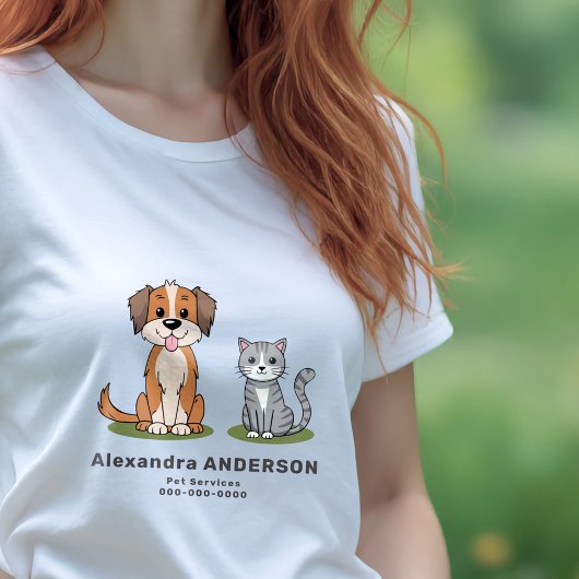 Cartoon Cat & Dog - Pet Services トライブレンドTシャツ